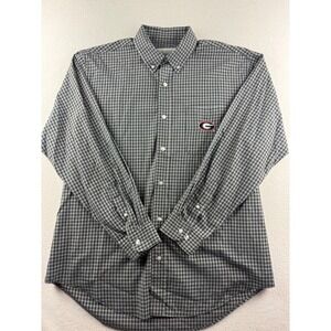 Campus Specialties Georgia Bulldogs Mens Large Black Check Button Down Shirt L